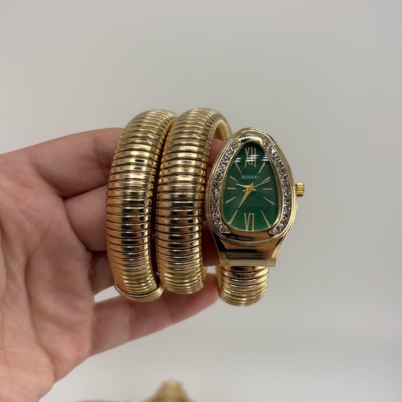 Serpenti Style Wrap Watch – Gold Tone | Green Dial - Picture 7 of 8